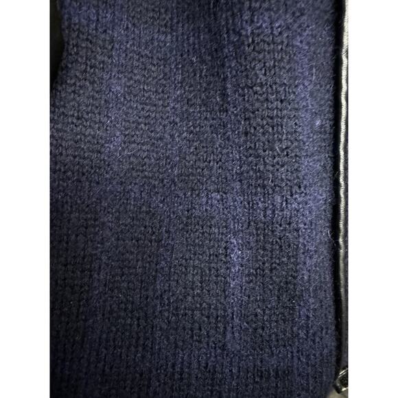 Tory Burch $598 Navy Wool Alpaca Windowpane Knit Long Sweatercoat Cardigan Sz L - Picture 6 of 7